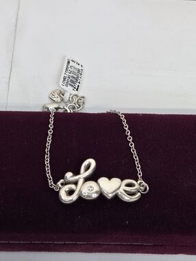 Brighton Silver 'Love' Script Bracelet with Heart Accent